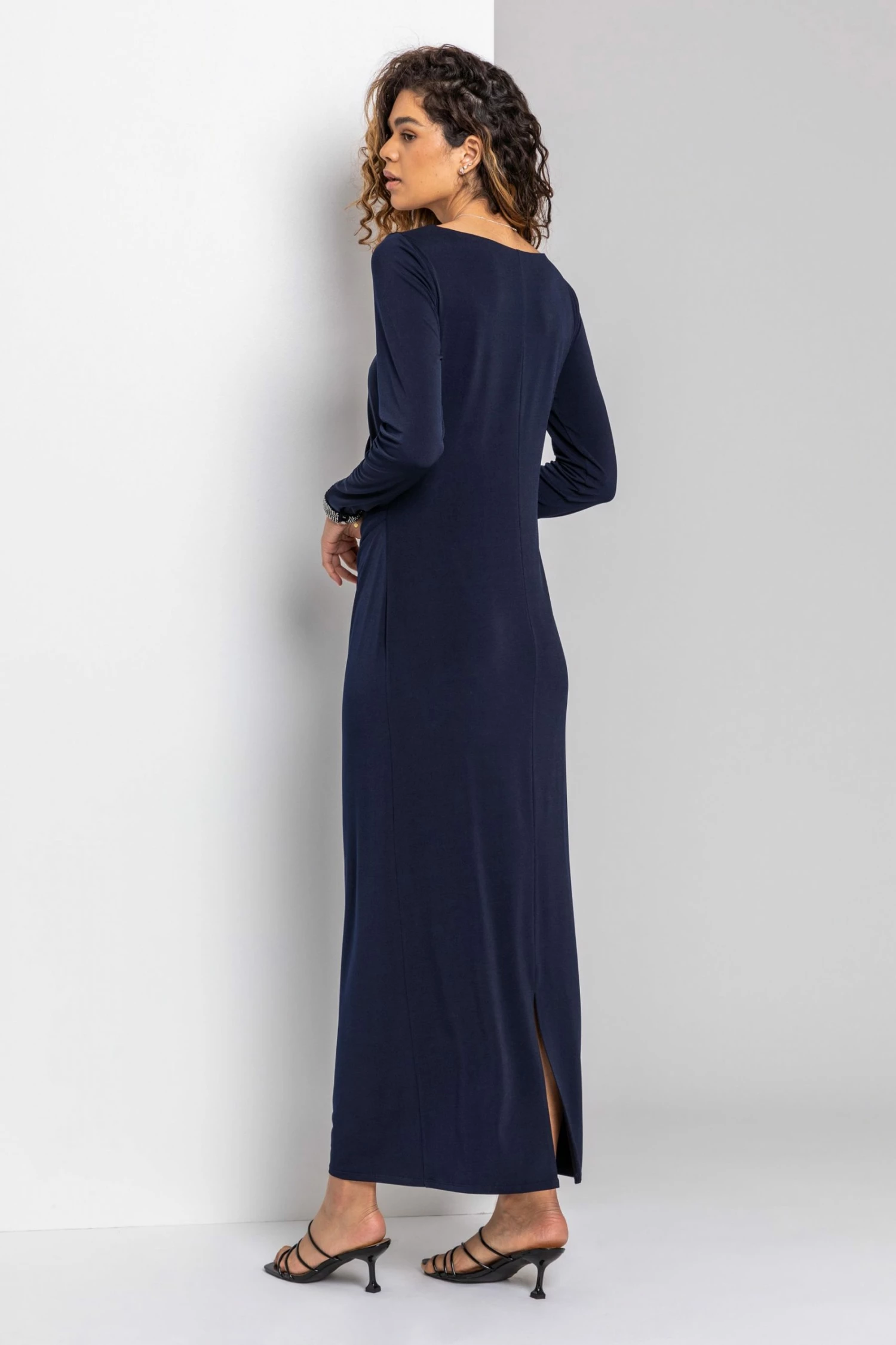 Roman Blue Sparkle Embellished Ruched Maxi Dress 4 Roman Blue Sparkle Embellished Ruched Maxi Dress - Image 2