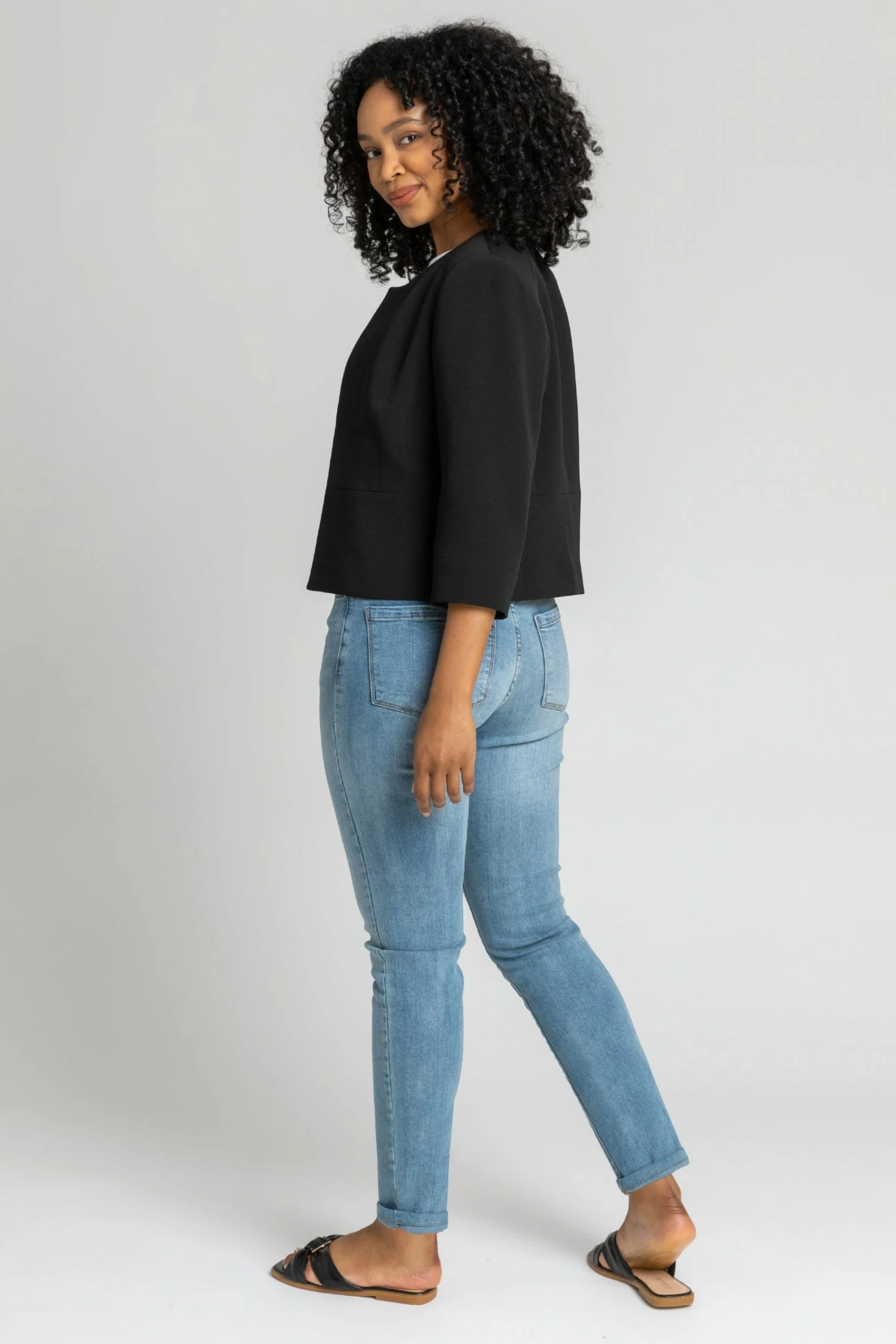 Roman Black Petite Tailored Jacquard Jacket 4 Roman Black Petite Tailored Jacquard Jacket - Image 2