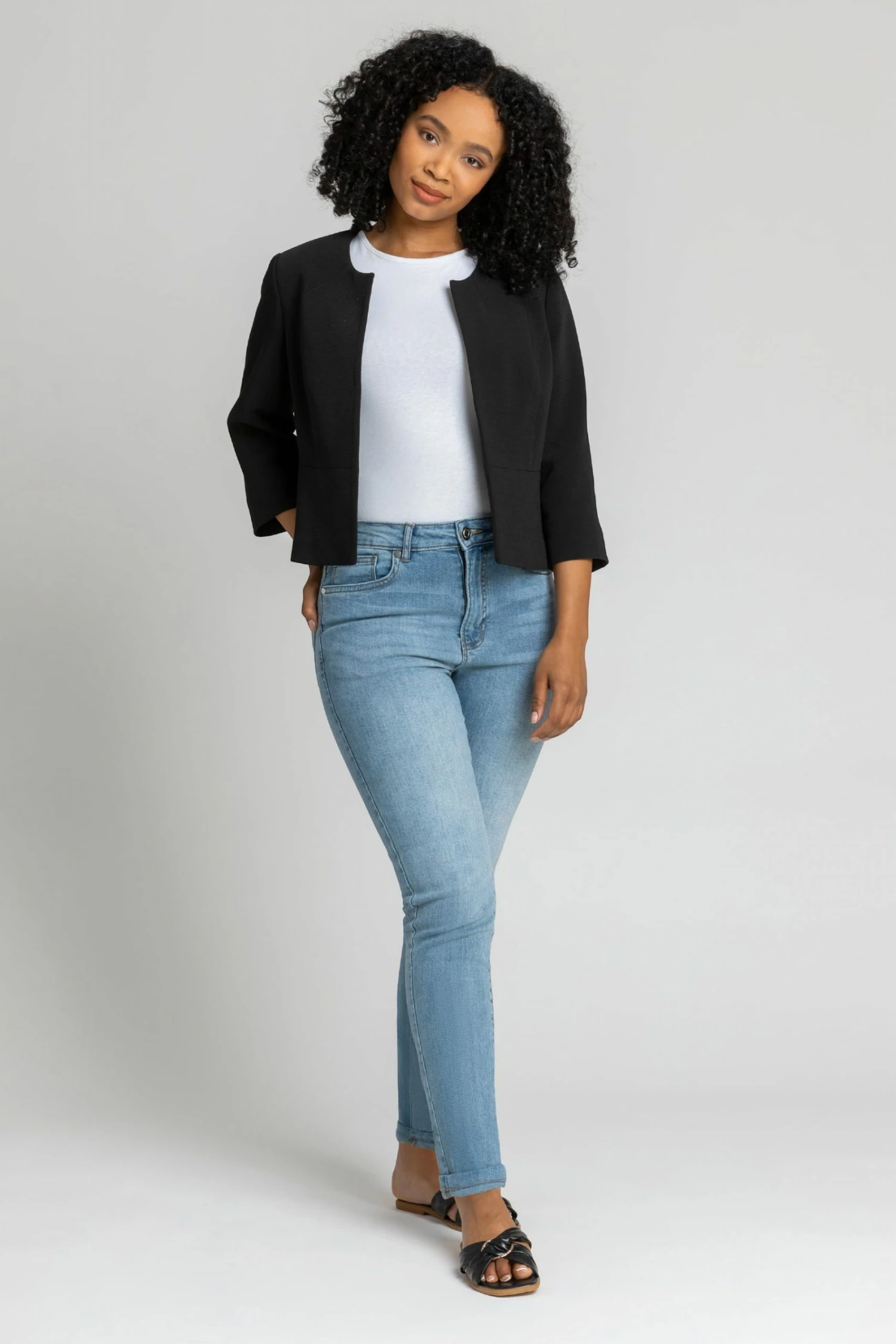 Roman Black Petite Tailored Jacquard Jacket 5 Roman Black Petite Tailored Jacquard Jacket - Image 3