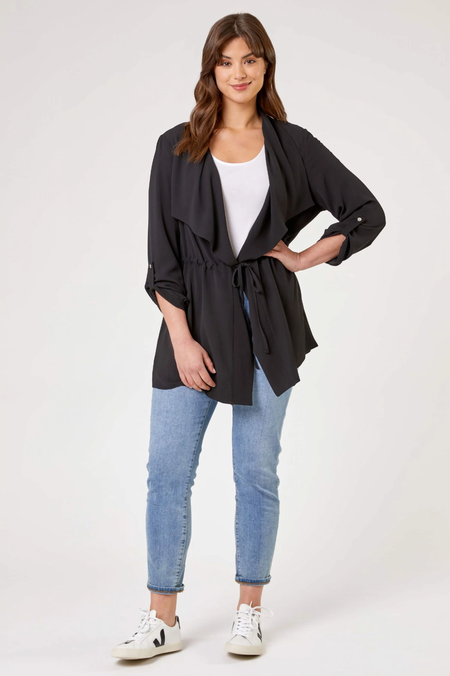 Roman Black Curve Waterfall Drawstring Jacket 4 Roman Black Curve Waterfall Drawstring Jacket - Image 2