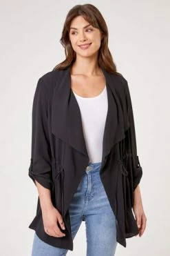 Roman Black Curve Waterfall Drawstring Jacket 12 Roman Black Curve Waterfall Drawstring Jacket -Roman Sales Shop unnamed file 11212