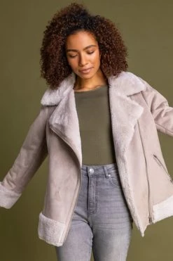 Roman Camel Faux Fur Lined Zip Detail Biker Jacket 13 Roman Camel Faux Fur Lined Zip Detail Biker Jacket -Roman Sales Shop unnamed file 11219