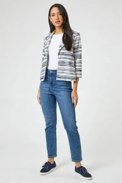 Roman White Textured Stripe Blazer Jacket 8 Roman White Textured Stripe Blazer Jacket -Roman Sales Shop unnamed file 11221