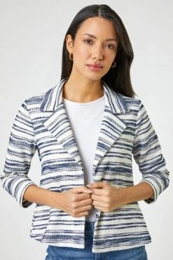 Roman White Textured Stripe Blazer Jacket 11 Roman White Textured Stripe Blazer Jacket -Roman Sales Shop unnamed file 11224