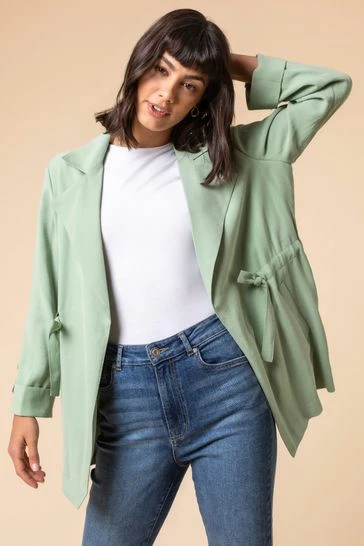 Roman Green Tie Waist Longline Jacket 7 Roman Green Tie Waist Longline Jacket - Image 5