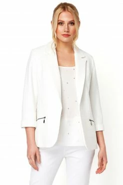 Roman Ivory Short Ribbed Jacket