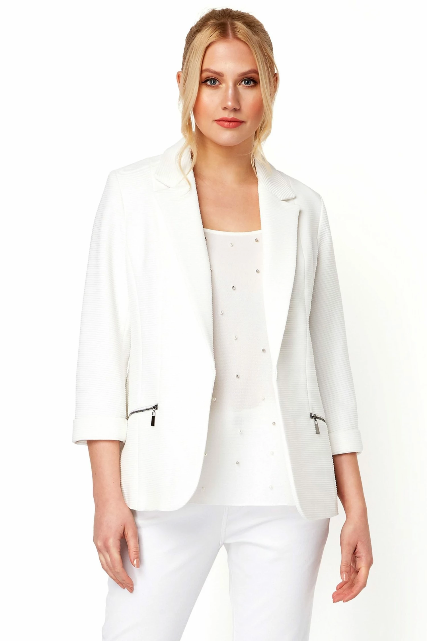 Roman Ivory Short Ribbed Jacket 3 Roman Ivory Short Ribbed Jacket