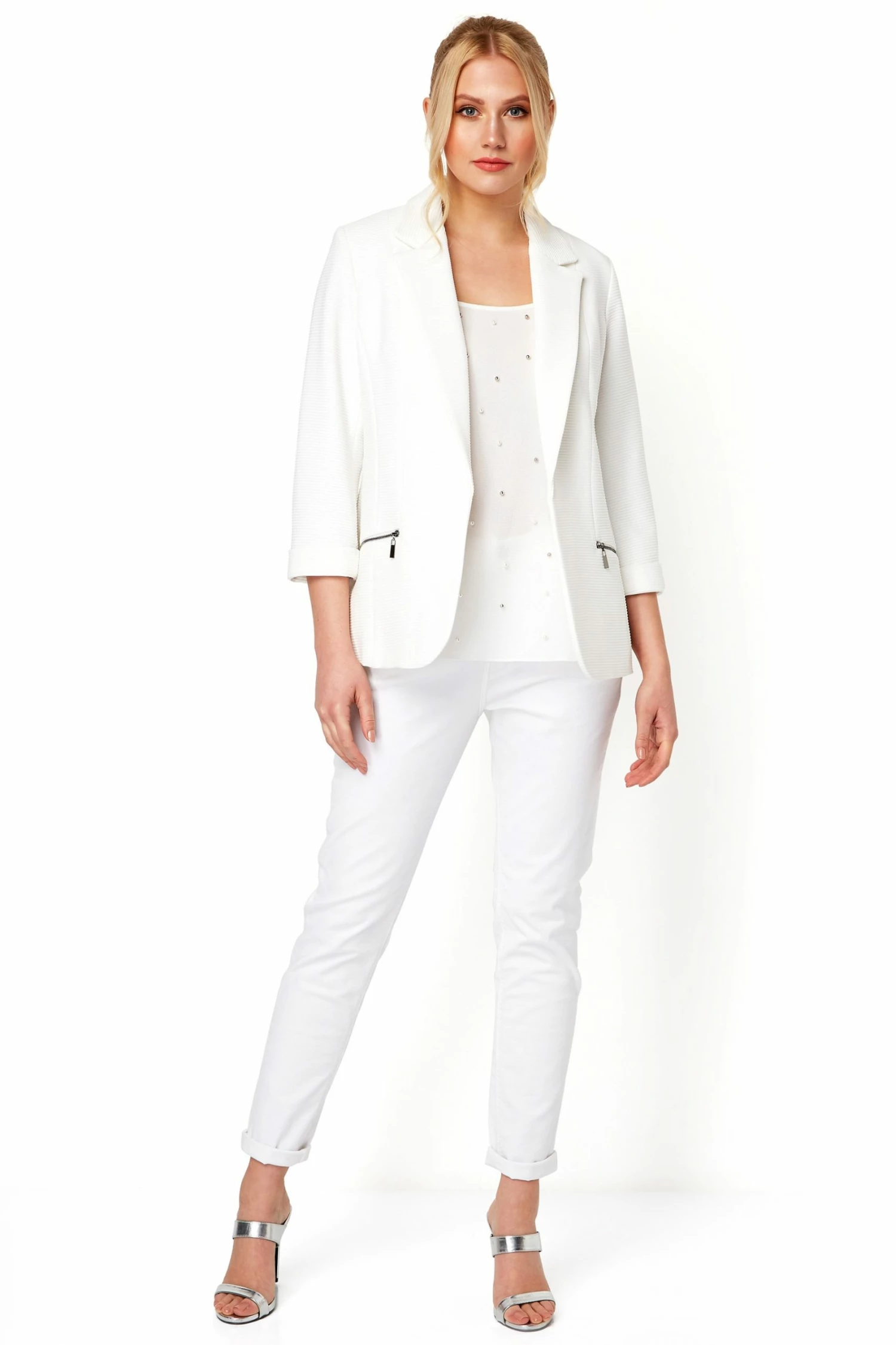Roman Ivory Short Ribbed Jacket 4 Roman Ivory Short Ribbed Jacket - Image 2