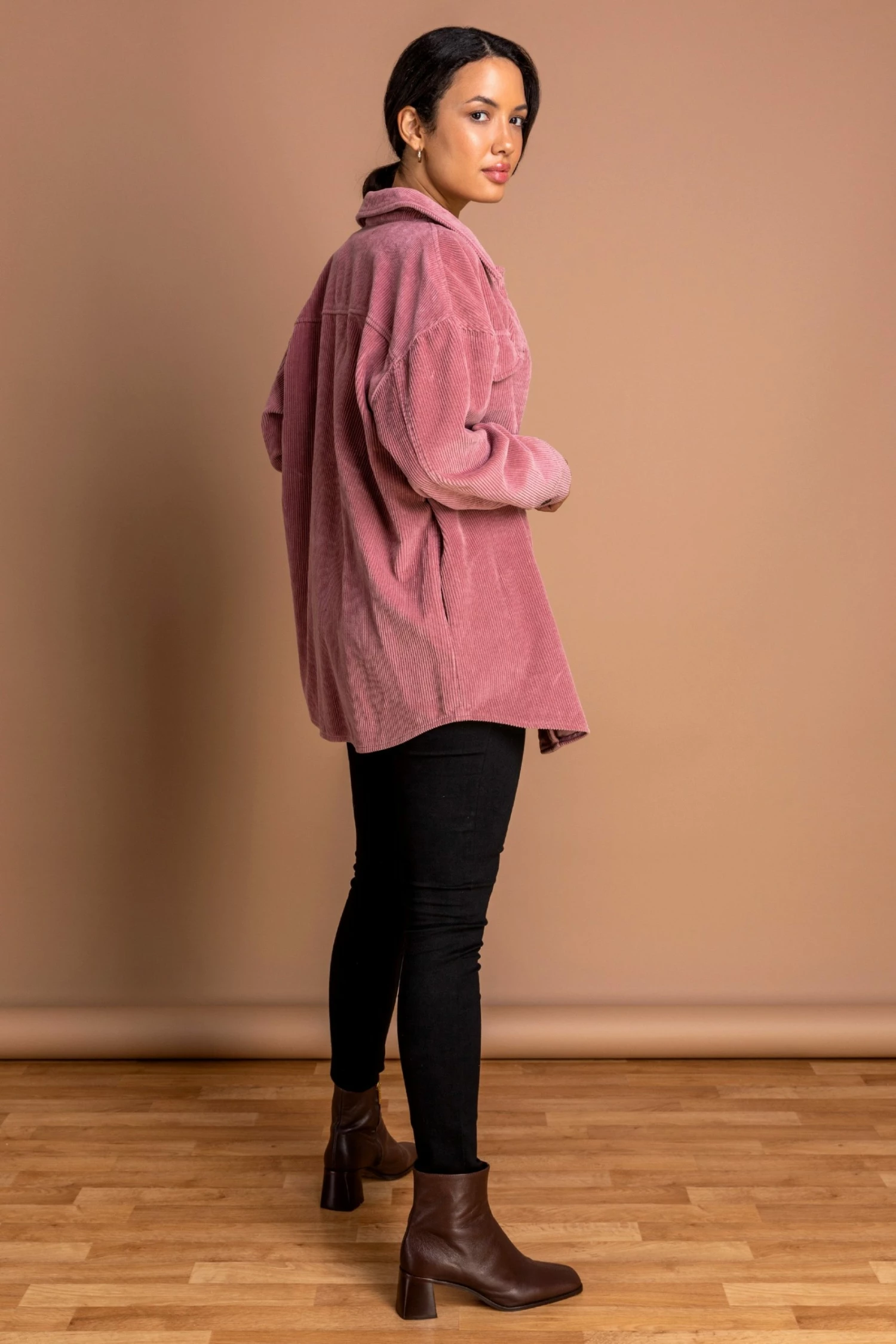 Roman Pink Washed Cord Button Through Shacket 4 Roman Pink Washed Cord Button Through Shacket - Image 2