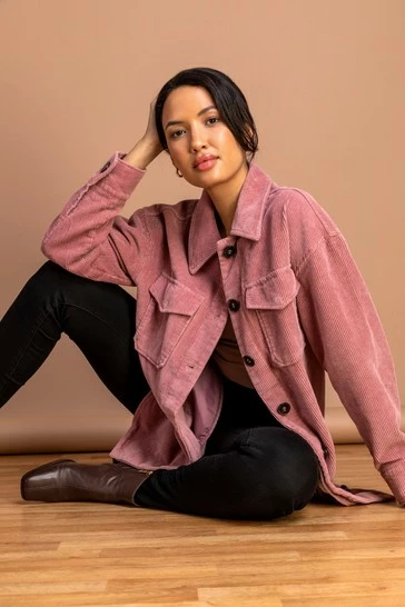 Roman Pink Washed Cord Button Through Shacket 8 Roman Pink Washed Cord Button Through Shacket - Image 6