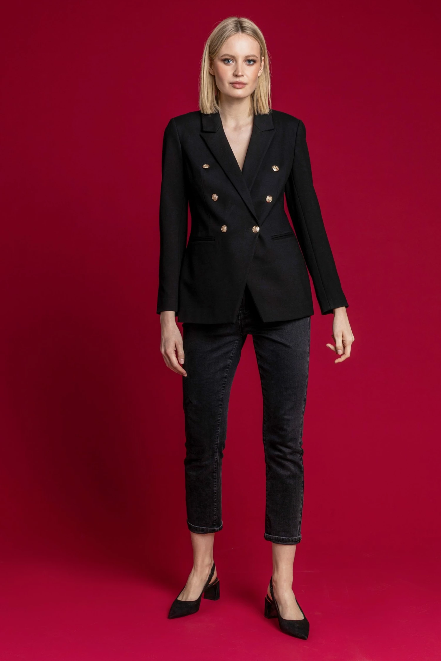 Roman Black Double Breasted Smart Blazer Jacket 5 Roman Black Double Breasted Smart Blazer Jacket - Image 3