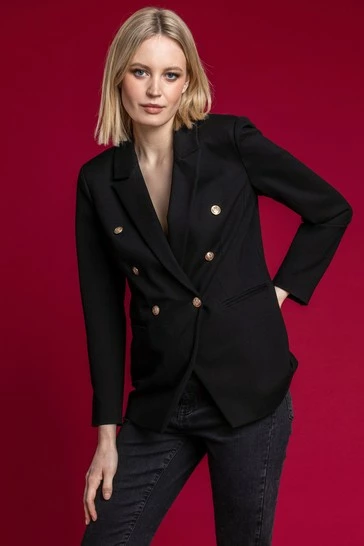Roman Black Double Breasted Smart Blazer Jacket 8 Roman Black Double Breasted Smart Blazer Jacket - Image 6