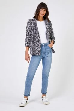 Roman Grey Animal Print Ruched Sleeve Blazer Jacket 9 Roman Grey Animal Print Ruched Sleeve Blazer Jacket -Roman Sales Shop unnamed file 11270