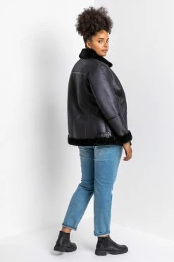 Roman Black Curve Faux Fur Lined Aviator Jacket 9 Roman Black Curve Faux Fur Lined Aviator Jacket -Roman Sales Shop unnamed file 11280