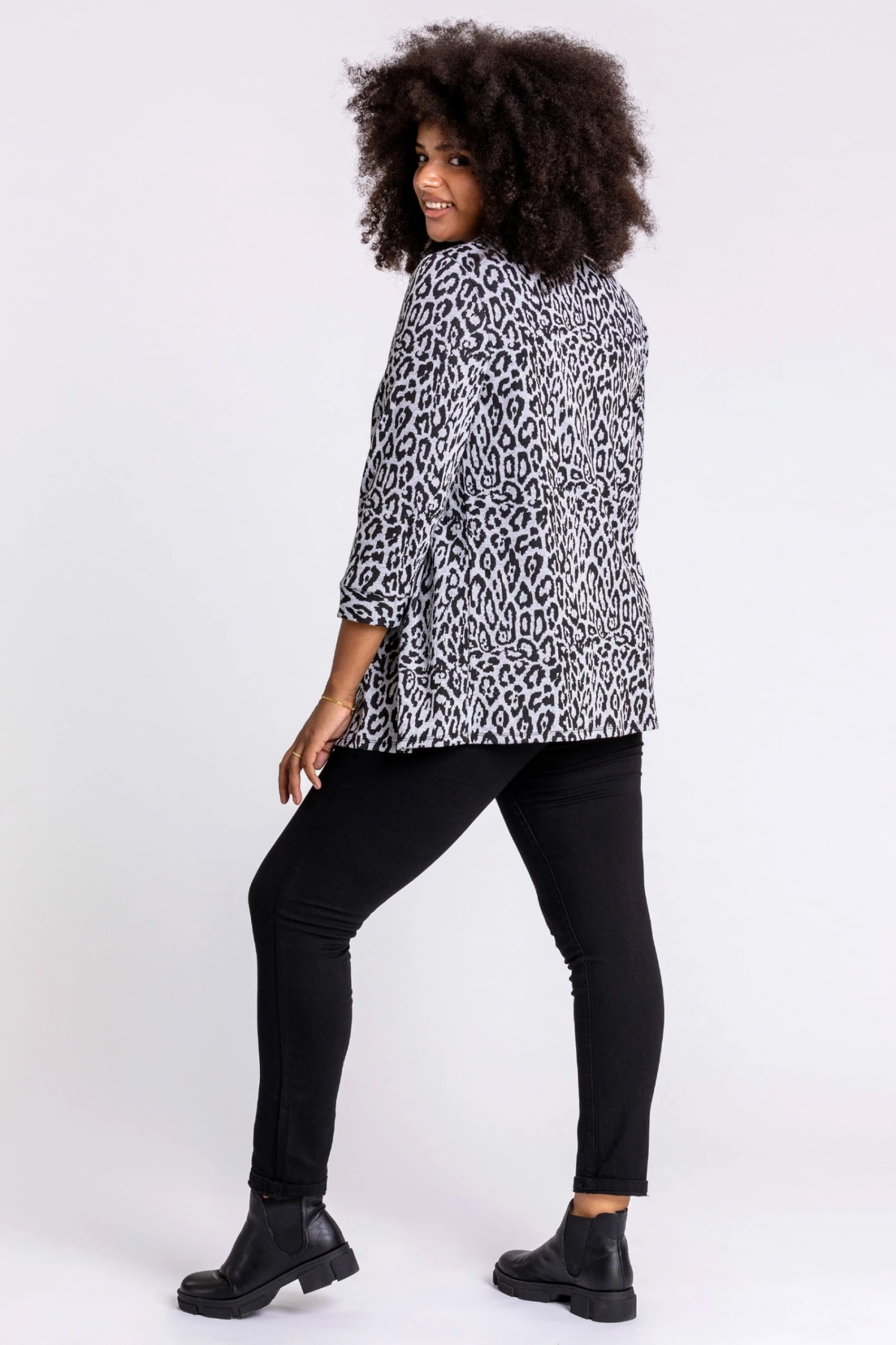 Roman Grey Curve Animal Print Longline Jacket 4 Roman Grey Curve Animal Print Longline Jacket - Image 2