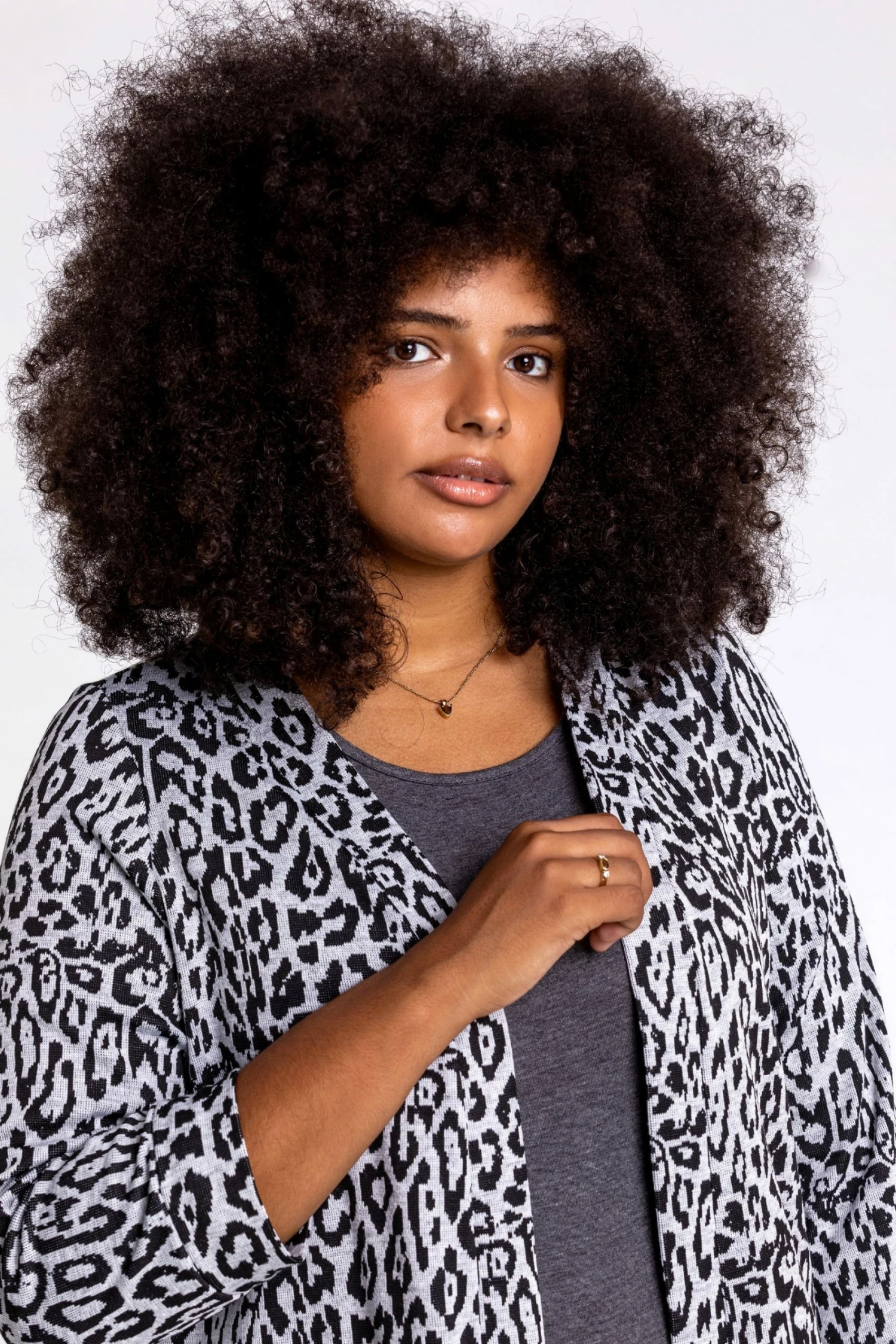 Roman Grey Curve Animal Print Longline Jacket 6 Roman Grey Curve Animal Print Longline Jacket - Image 4