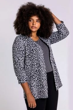 Roman Grey Curve Animal Print Longline Jacket 11 Roman Grey Curve Animal Print Longline Jacket -Roman Sales Shop unnamed file 11287