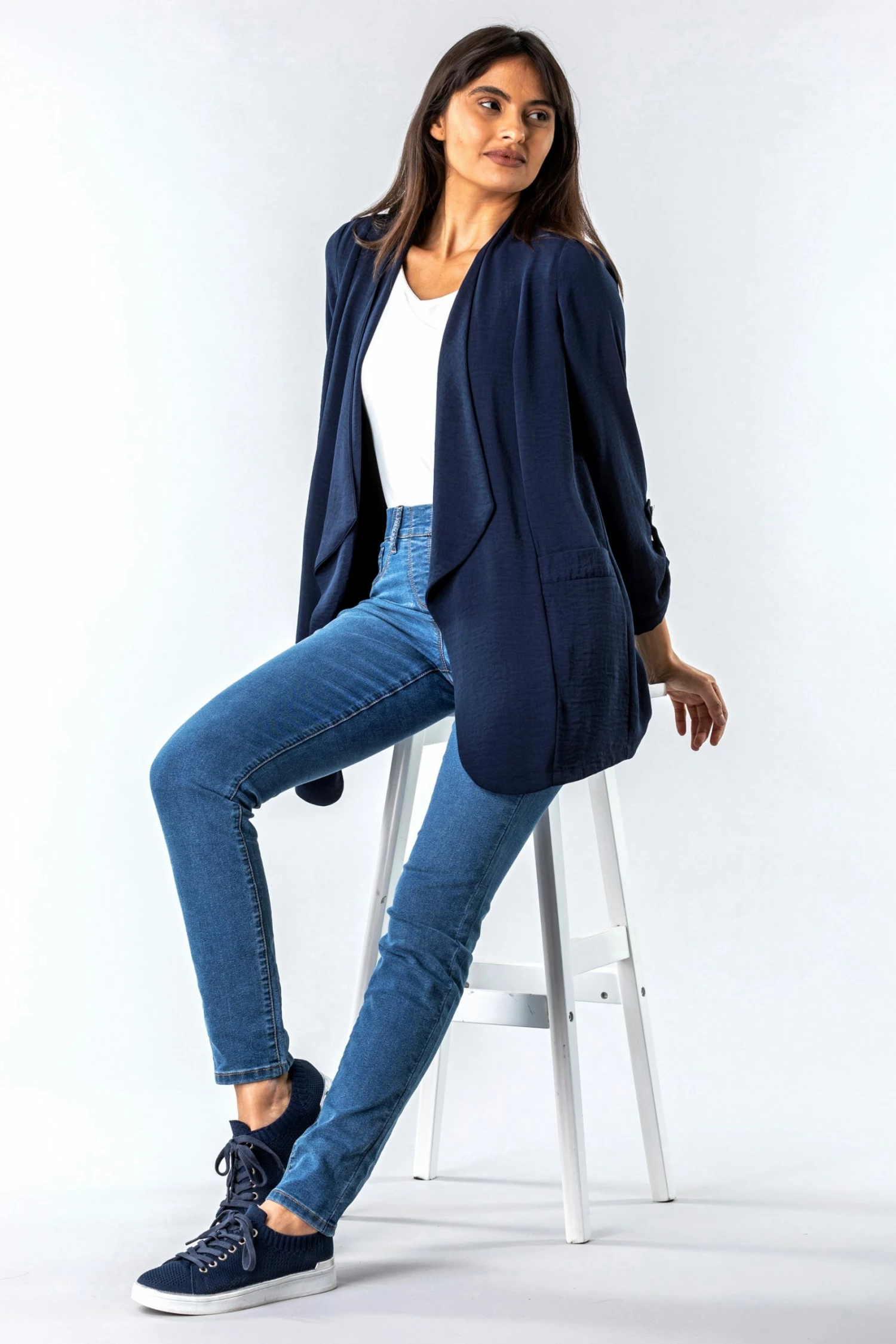 Roman Navy Tab Sleeve Waterfall Jacket 4 Roman Navy Tab Sleeve Waterfall Jacket - Image 2