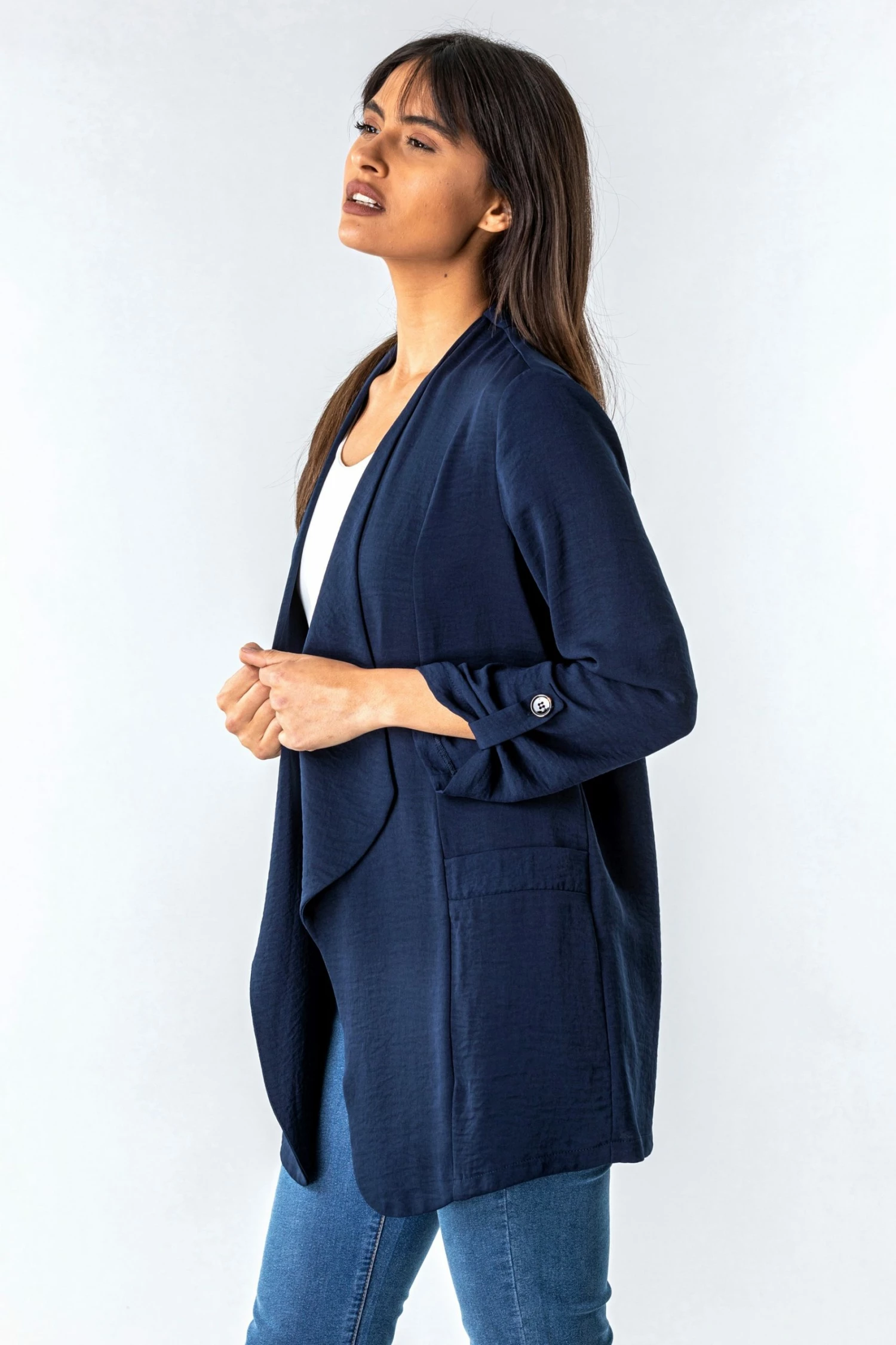 Roman Navy Tab Sleeve Waterfall Jacket 6 Roman Navy Tab Sleeve Waterfall Jacket - Image 4