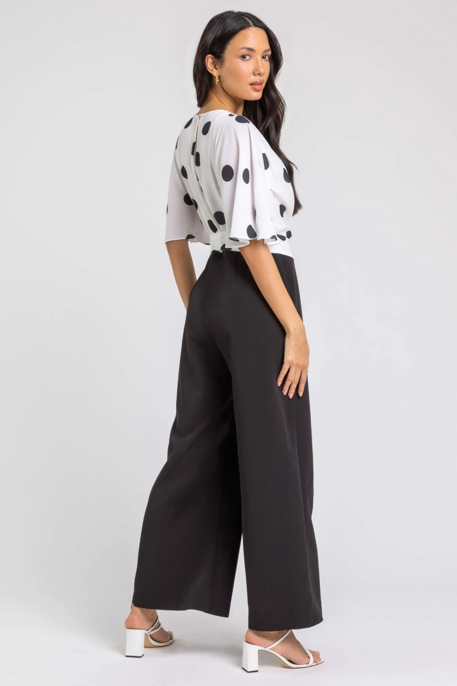 Roman Black Spot Print Wide Leg Wrap Jumpsuit 3 Roman Black Spot Print Wide Leg Wrap Jumpsuit - Image 2