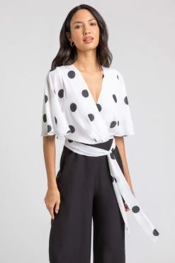 Roman Black Spot Print Wide Leg Wrap Jumpsuit 9 Roman Black Spot Print Wide Leg Wrap Jumpsuit -Roman Sales Shop unnamed file 11302