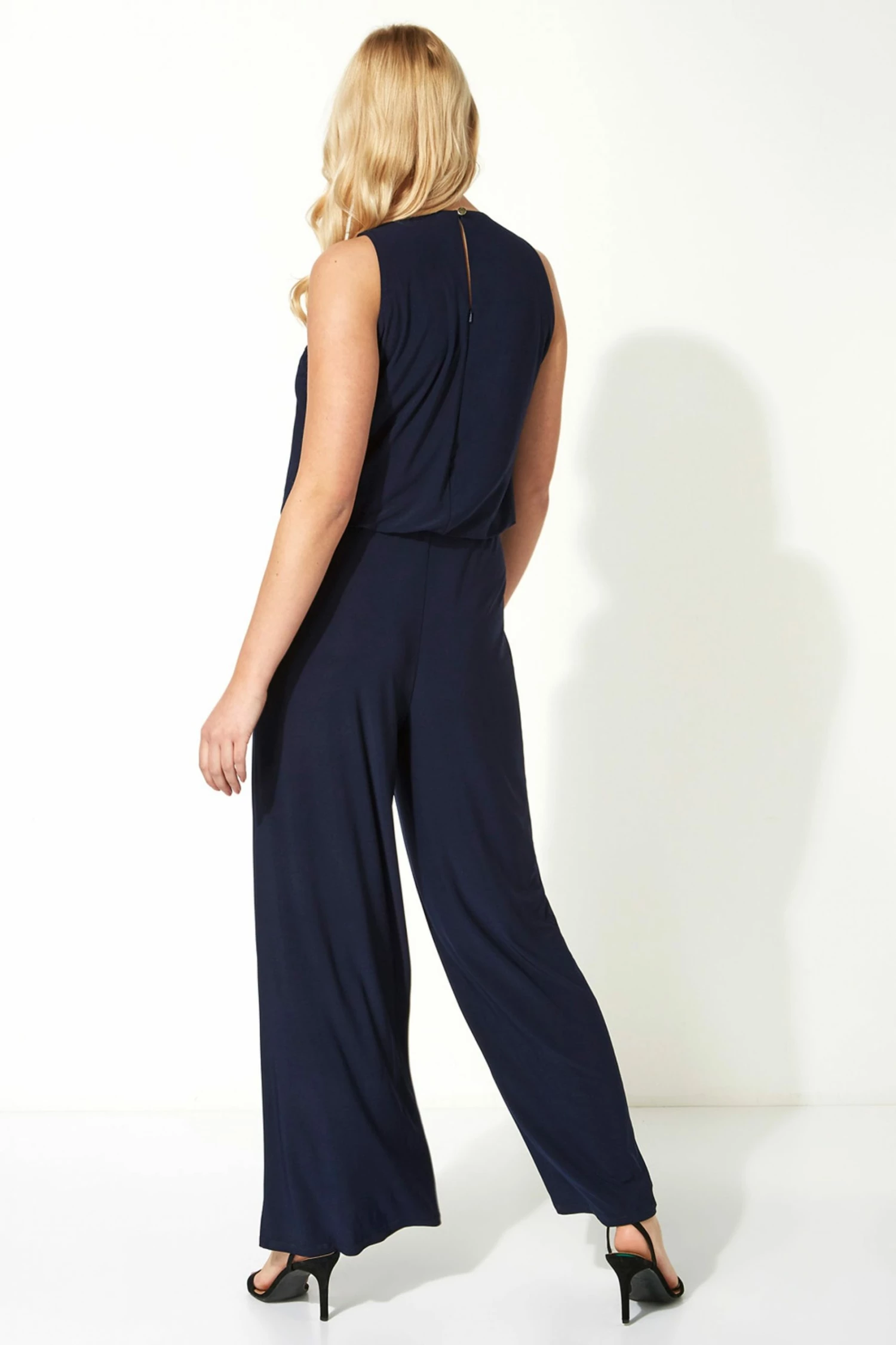 Roman Navy Necklace Trim Jumpsuit 4 Roman Navy Necklace Trim Jumpsuit - Image 2