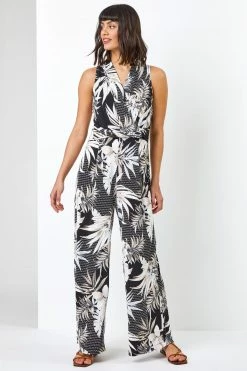 Roman Black & White Tropical Print Jumpsuit 9 Roman Black & White Tropical Print Jumpsuit -Roman Sales Shop unnamed file 11322