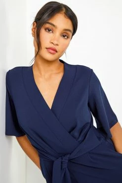 Roman Navy Blue Angel Sleeve Wrap Jumpsuit 10 Roman Navy Blue Angel Sleeve Wrap Jumpsuit -Roman Sales Shop unnamed file 11333