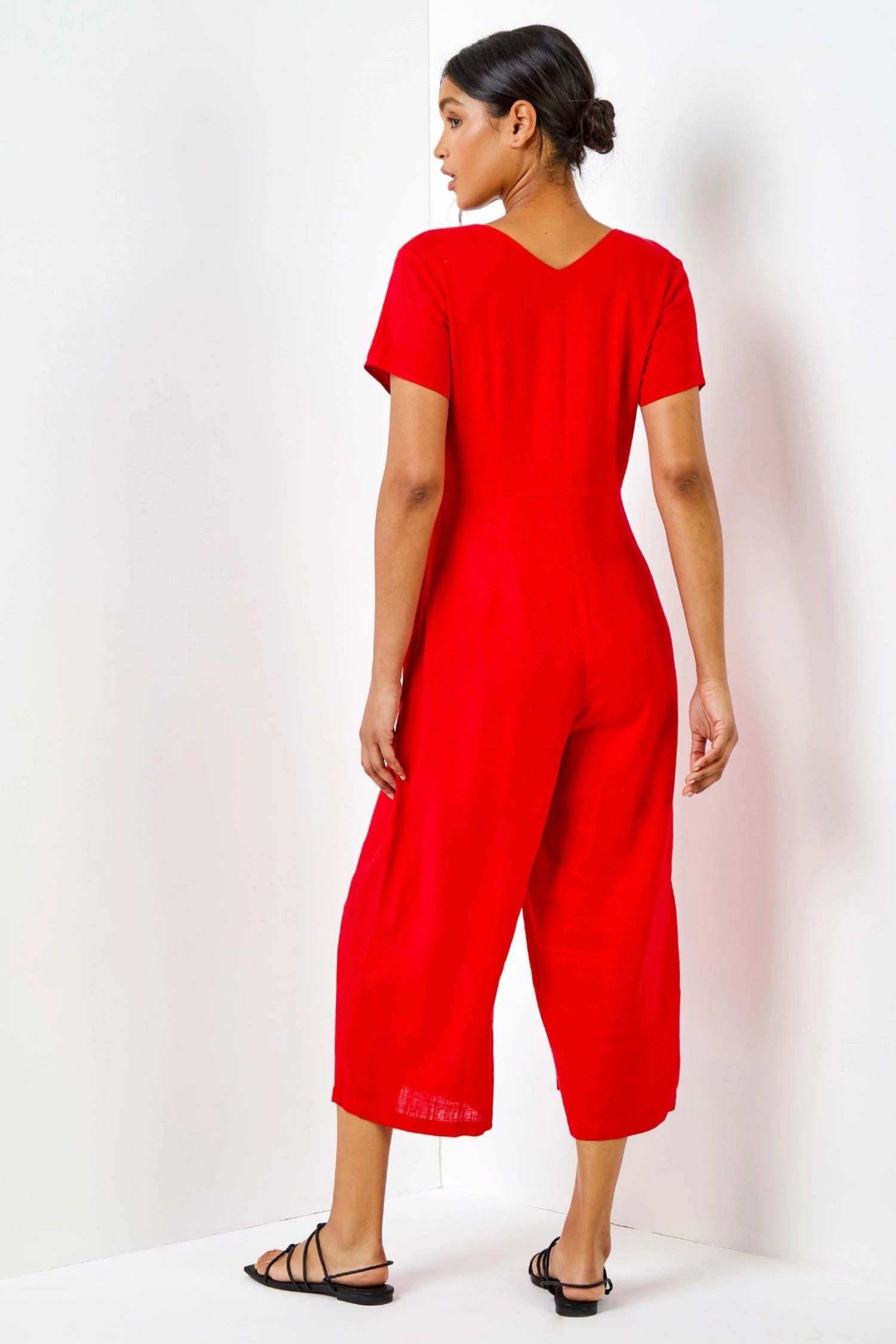 Roman Red Linen Wide Leg Jumpsuit 4 Roman Red Linen Wide Leg Jumpsuit - Image 2