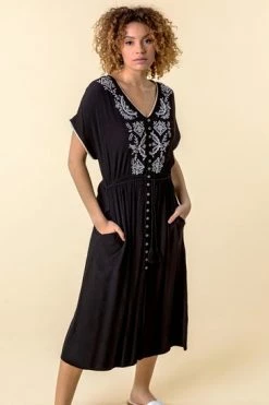 Roman Black Embroidered Button Through Midi Dress 11 Roman Black Embroidered Button Through Midi Dress -Roman Sales Shop unnamed file 1135