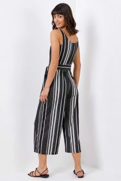 Roman Black Spot Stripe Print Cropped Leg Jumpsuit 9 Roman Black Spot Stripe Print Cropped Leg Jumpsuit -Roman Sales Shop unnamed file 11358
