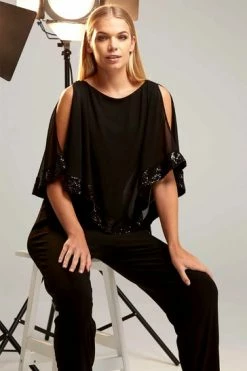 Roman Blue Sequin Trim Overlay Jumpsuit -Roman Sales Shop unnamed file 11366