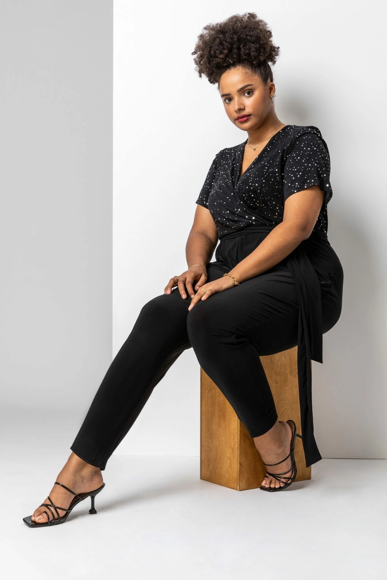 Roman Silver Curve Sparkle Wrap Jumpsuit 3 Roman Silver Curve Sparkle Wrap Jumpsuit