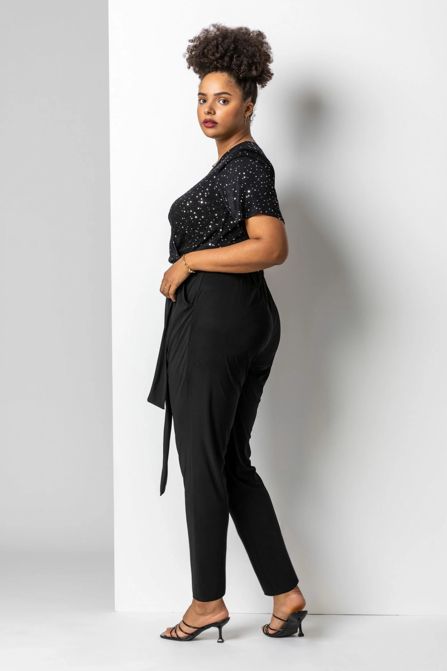 Roman Silver Curve Sparkle Wrap Jumpsuit 4 Roman Silver Curve Sparkle Wrap Jumpsuit - Image 2