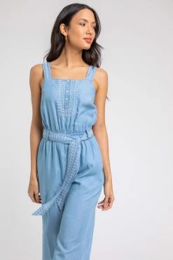 Roman Blue Embroidered Wide Leg Jumpsuit -Roman Sales Shop unnamed file 11382