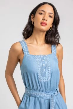 Roman Blue Embroidered Wide Leg Jumpsuit -Roman Sales Shop unnamed file 11384