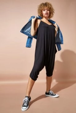 Roman Black Cropped V-Neck Hareem Jumpsuit -Roman Sales Shop unnamed file 11390