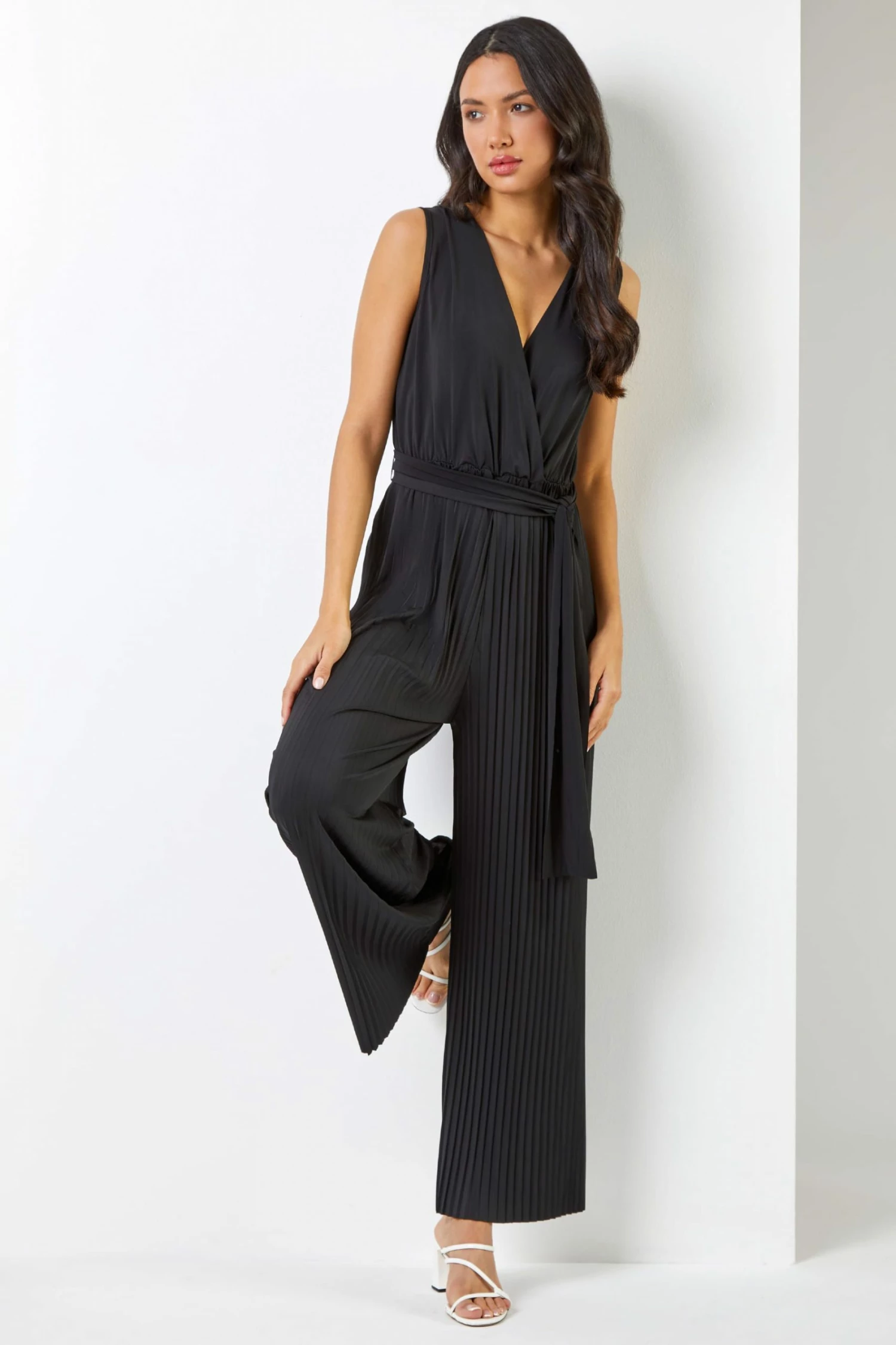 Roman Black Wrap Waist Tie Detail Jumpsuit 3 Roman Black Wrap Waist Tie Detail Jumpsuit