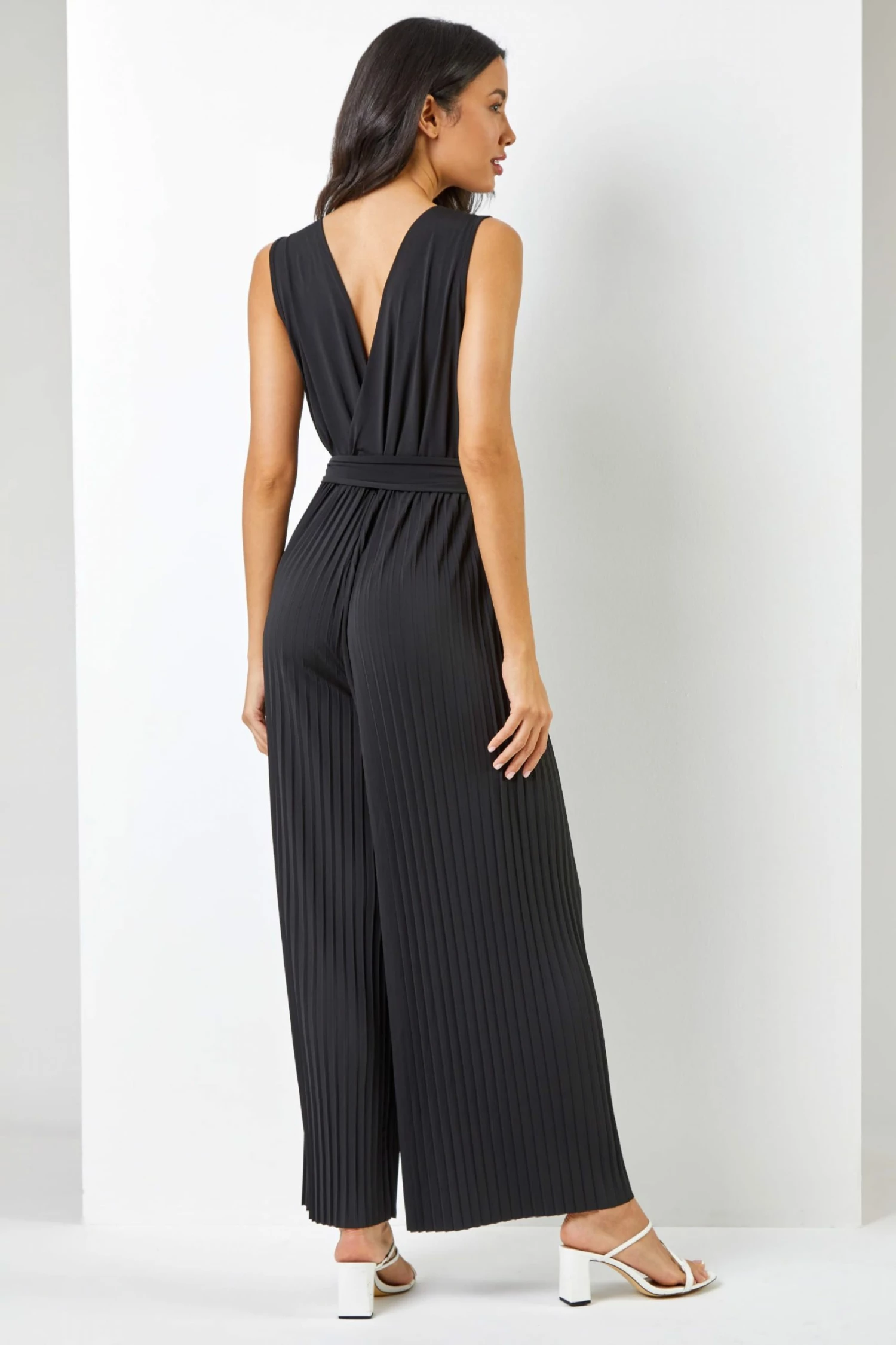 Roman Black Wrap Waist Tie Detail Jumpsuit 4 Roman Black Wrap Waist Tie Detail Jumpsuit - Image 2