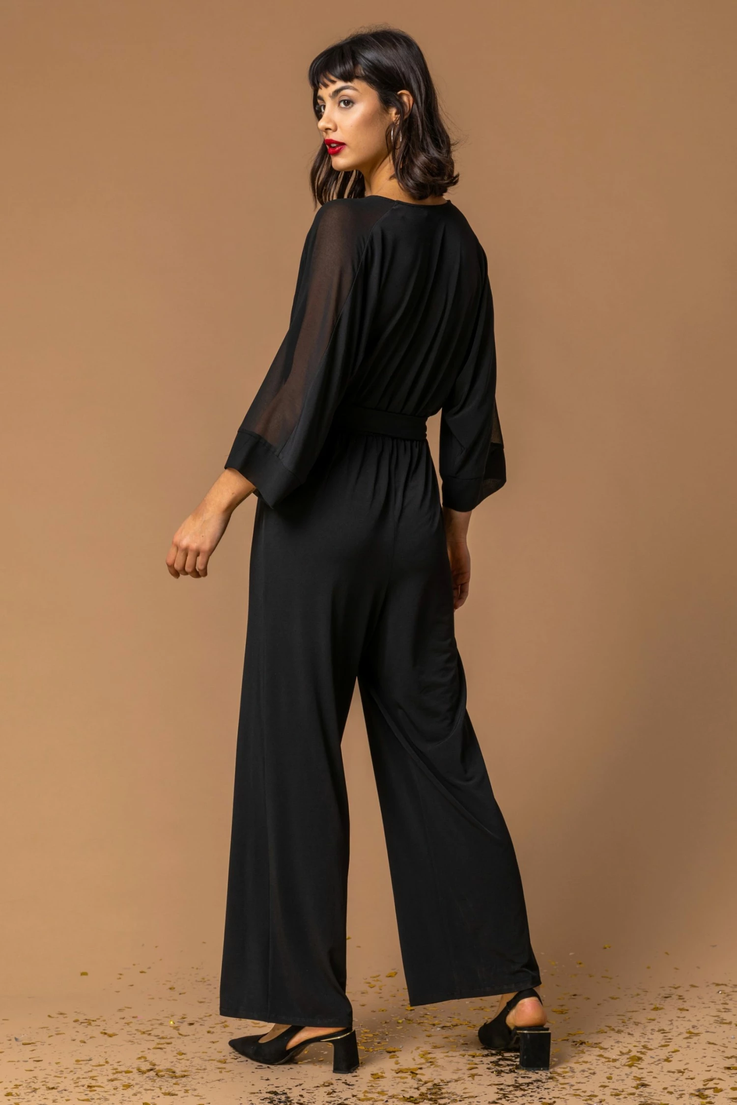 Roman Black Belt Detail Wrap Jumpsuit 4 Roman Black Belt Detail Wrap Jumpsuit - Image 2