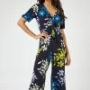 Roman Navy Blue Bold Floral Print Twist Neck Jumpsuit 1 Roman Navy Blue Bold Floral Print Twist Neck Jumpsuit -Roman Sales Shop unnamed file 11403
