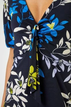 Roman Navy Blue Bold Floral Print Twist Neck Jumpsuit -Roman Sales Shop unnamed file 11407