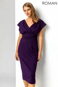 Roman Purple Cross Front Midi Dress