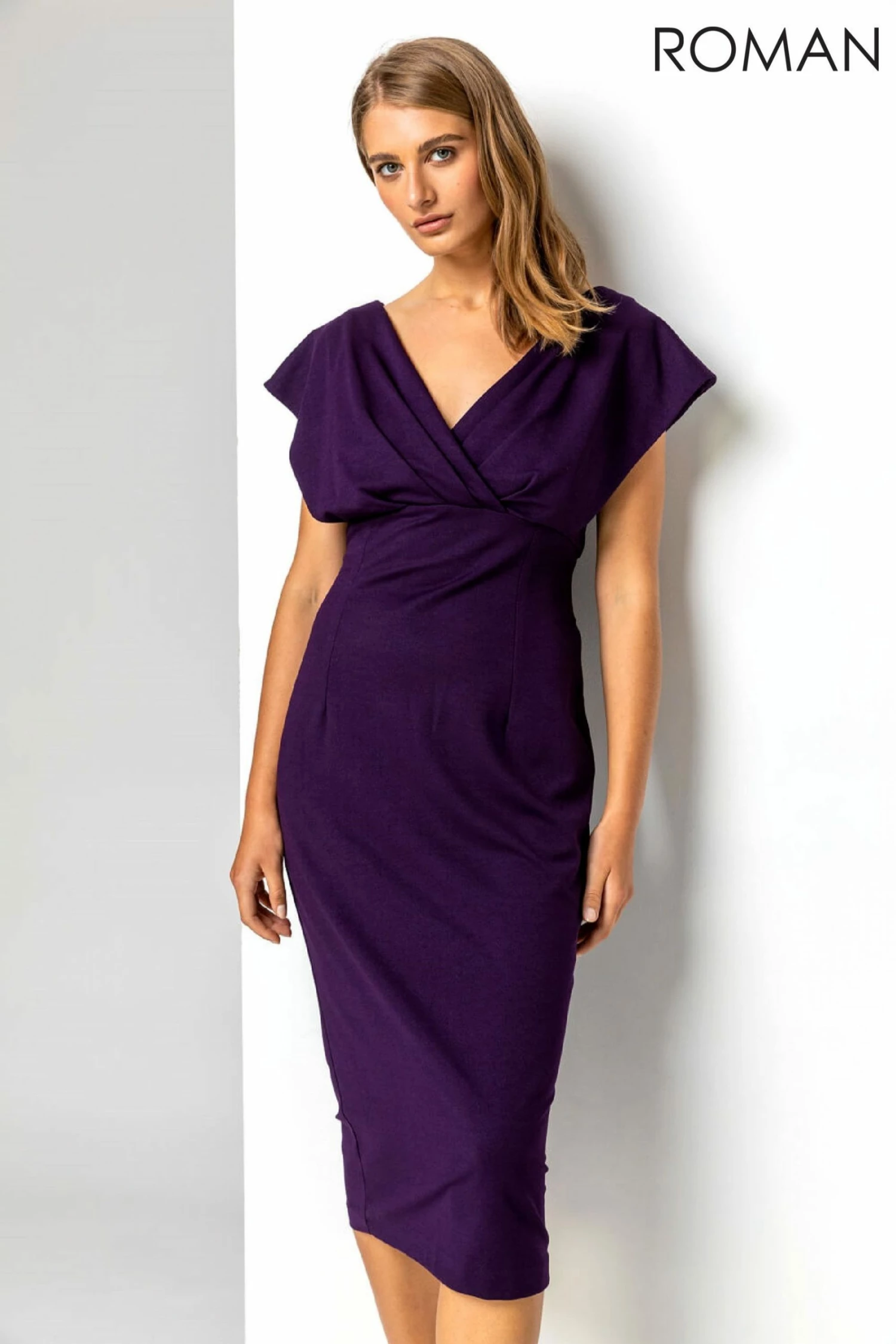 Roman Purple Cross Front Midi Dress 3 Roman Purple Cross Front Midi Dress