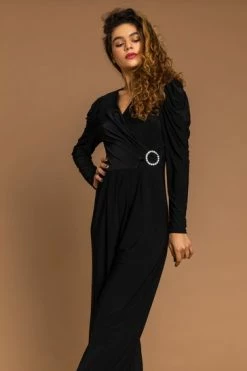 Roman Black Buckle Detail Wrap Jumpsuit -Roman Sales Shop unnamed file 11414