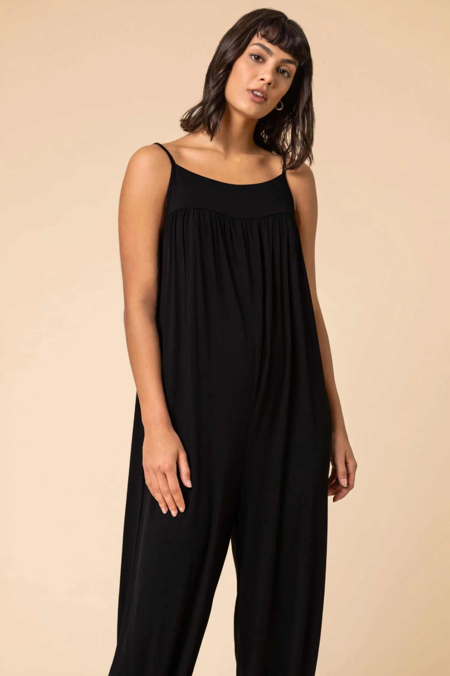 Roman Black Strappy Full Length Jersey Jumpsuit 3 Roman Black Strappy Full Length Jersey Jumpsuit