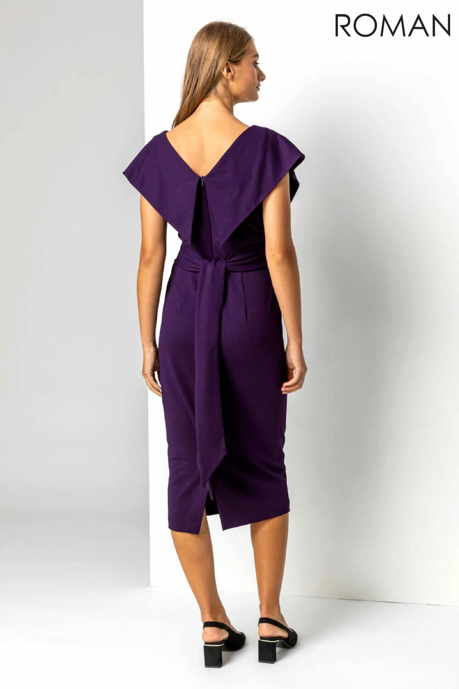 Roman Purple Cross Front Midi Dress 4 Roman Purple Cross Front Midi Dress - Image 2