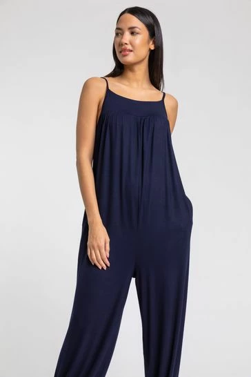 Roman Black Strappy Full Length Jersey Jumpsuit 9 Roman Black Strappy Full Length Jersey Jumpsuit - Image 7