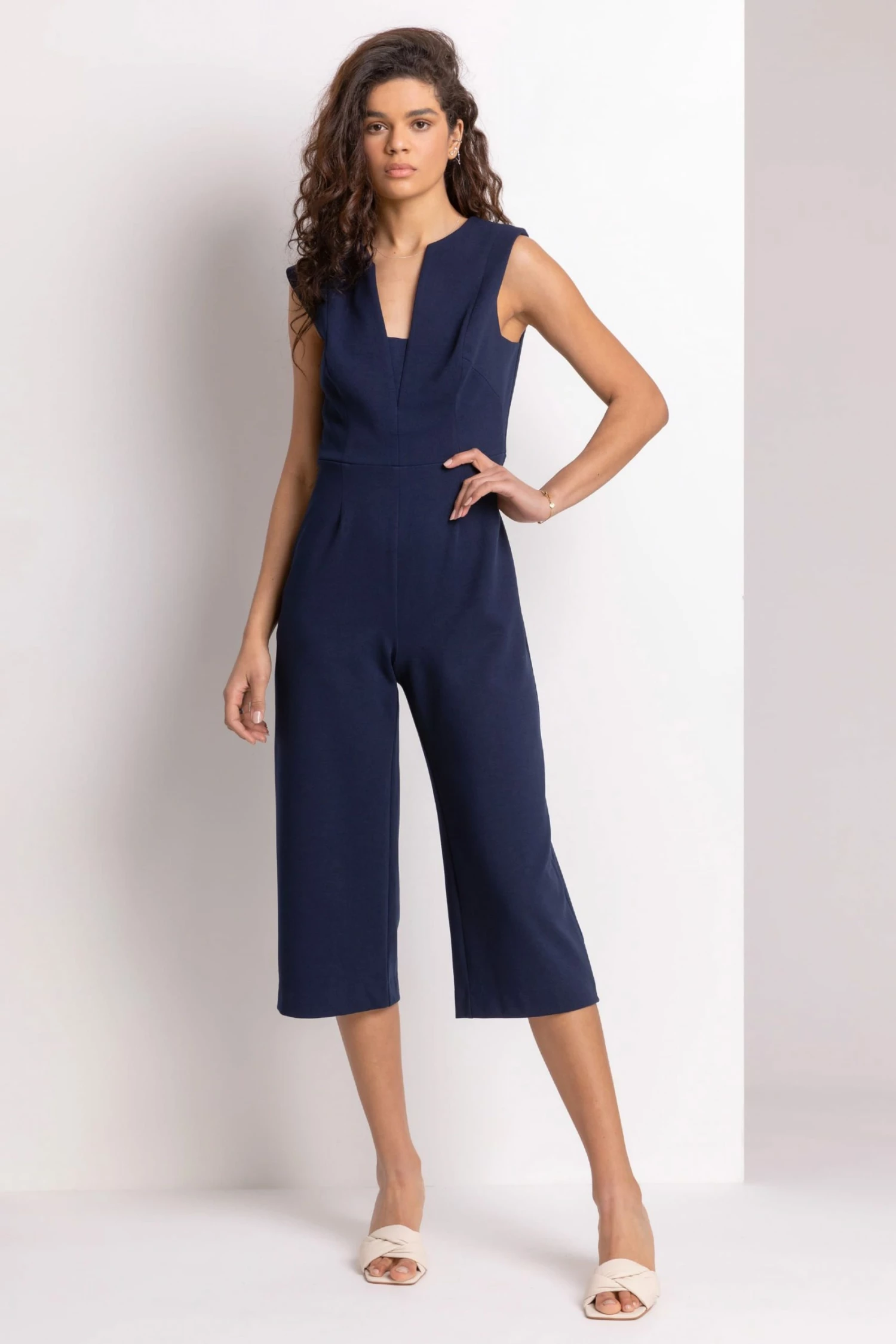Roman Blue Cutaway Detail Sleeveless Jumpsuit 5 Roman Blue Cutaway Detail Sleeveless Jumpsuit - Image 3