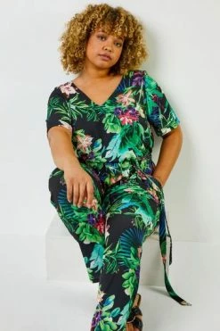 Roman Black & White Curve Tropical Print Jumpsuit 13 Roman Black & White Curve Tropical Print Jumpsuit -Roman Sales Shop unnamed file 11433